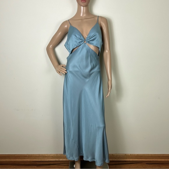 NEW JONATHAN SIMKHAI REVOLVE BLUE CUTOUT MIDI SLIP DRESS - Picture 2 of 10